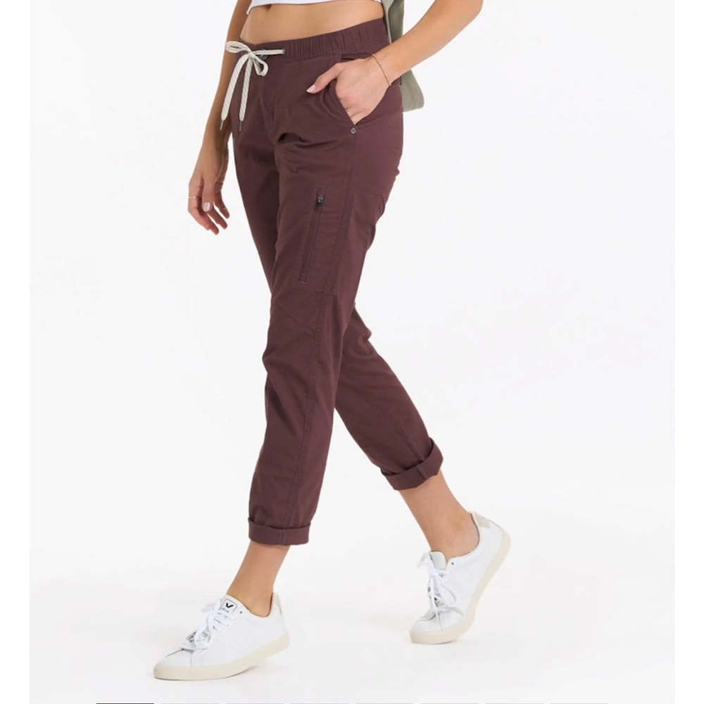 VUORI Womens Ripstop Hiking Straight Leg Zip Pants Earthy Maroon Brown Medium